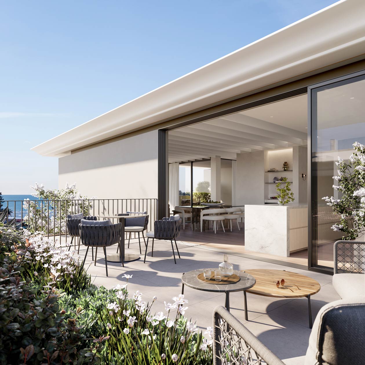 Collaroy Beach Lifestyle with multiple Alfresco living areas connecting the seabreeze to the open plan living area through full height sliding doors.
